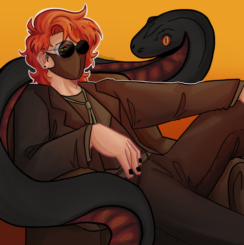 Hi Tumblr I Promise Im Not Dead Heres A Drawing Of Ranboo As Crowley From Good Omens :)