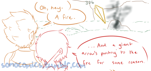 sonocomics:  Ironically enough a comic about avoiding the plot arrow had me avoiding a bunch of the plots I thought of for it until I finally settled for this one(and yes I know it wasn’t a fire but THEY DIDN’T KNOW)