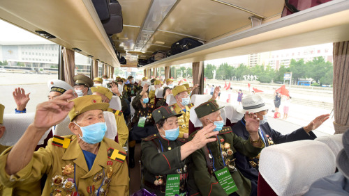 Participants in 6th National Conference of War Veterans Arrive Here[July 26 Juche 109 (2020) KCNA]Wa