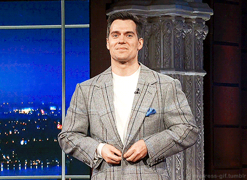 mistress-gif: Henry Cavill on The Late Show with Stephen Colbert (12/15/21)