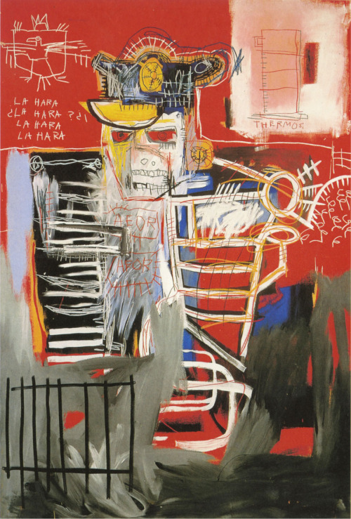 blackcontemporaryart:Jean-Michel BasquiatLa Hara, 1981Acrylic and oil paintstick on canvas72 x 48 in