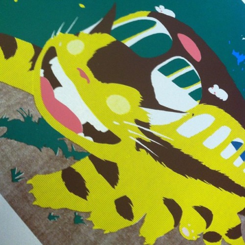 Screen printing process pic of my new Catbus print. @herocomplexart #totoro #catbus #ghibili #miyaza