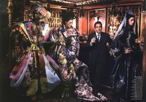 Stella Tennant, Jacquetta Wheeler, Oluchi Onweagba & Ben Stiller by Annie LeibovitzVogue US Octo