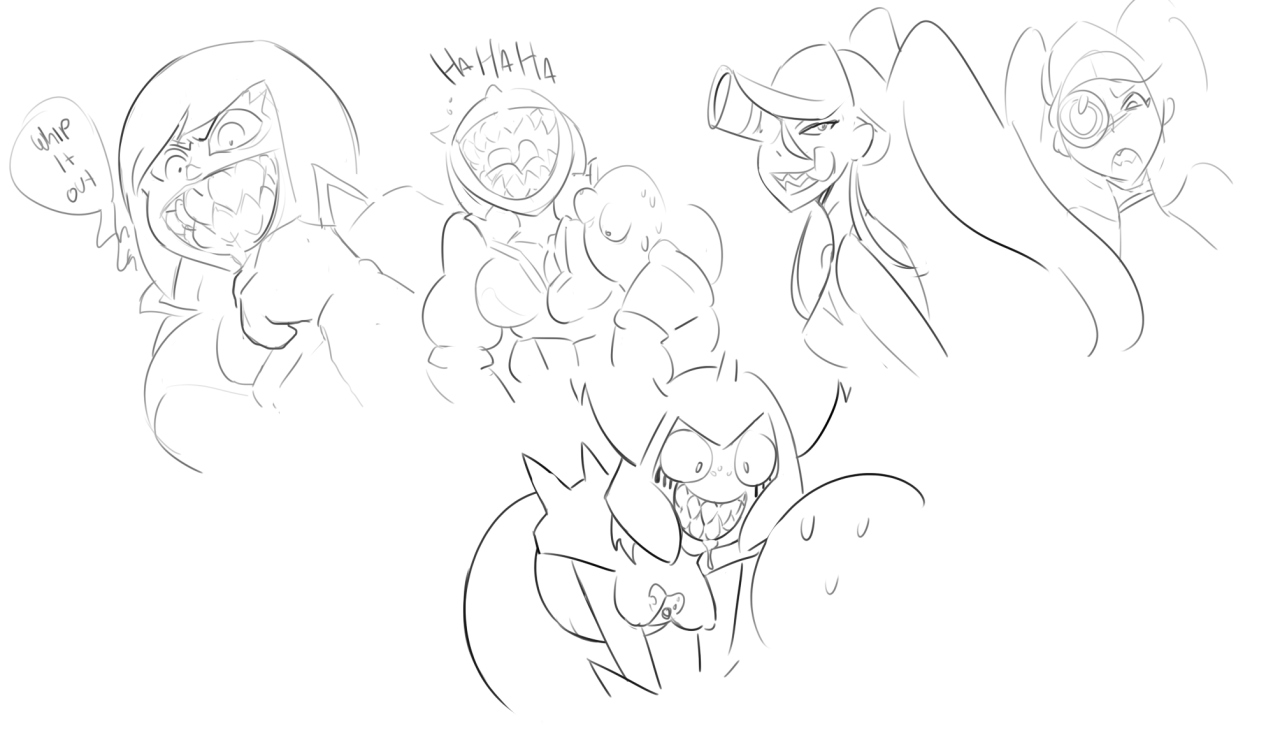 themanwithnobats: shark teeth girls sketches to try to get me in the drawing mood