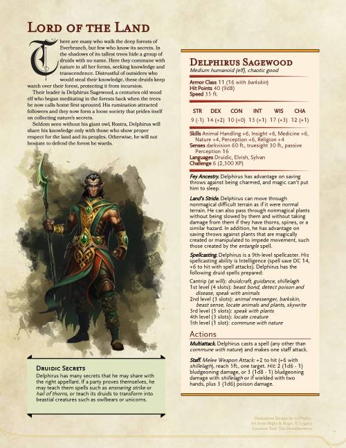 dnd-5e-homebrew: Druid Leader Delphirus Sagewood by Phylea