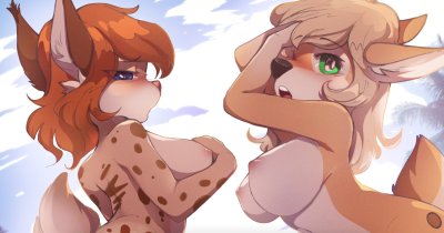 It may be long past summer time by now, but we still got them summer memories; courtesy of @NeonDreamer762 who commissioned their lynx and deer gals back in June 🏖
