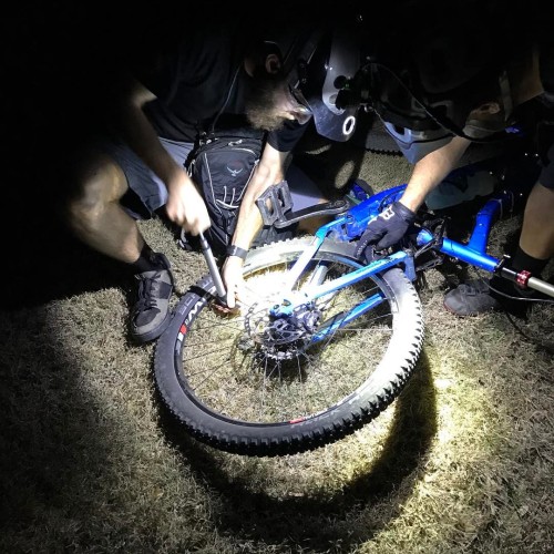 ridestoke: How many riders does it take to fix a flat at night?