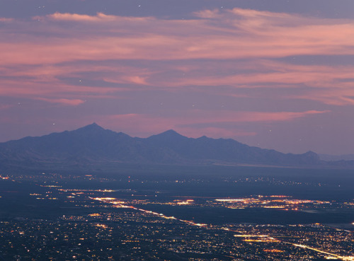 This is a fantasyscape(?) from Windy Point/Mt Lemmon. In the distance is Mt Wrightson ~40miles away.