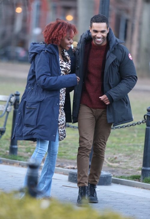 zelies-adebola: Lucien Laviscount and Ashleigh Murray filming the Katy Keene pilot in NYC 22.03.19