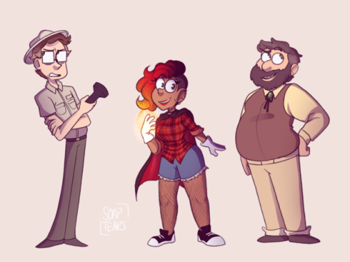 soaptears: Catching up on The Adventure Zone! [image description: cartoon-style drawings of Duck, Au