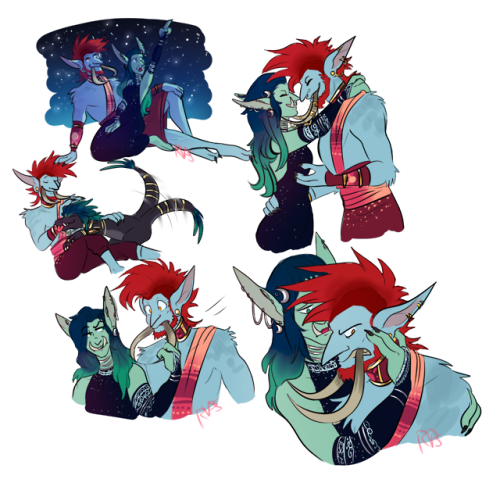 russetmoth: part one of a big art dump of commissions and gift art. this features characters belonging to @airanke, @shadowchroma, and @gregnas-the-grouch 
