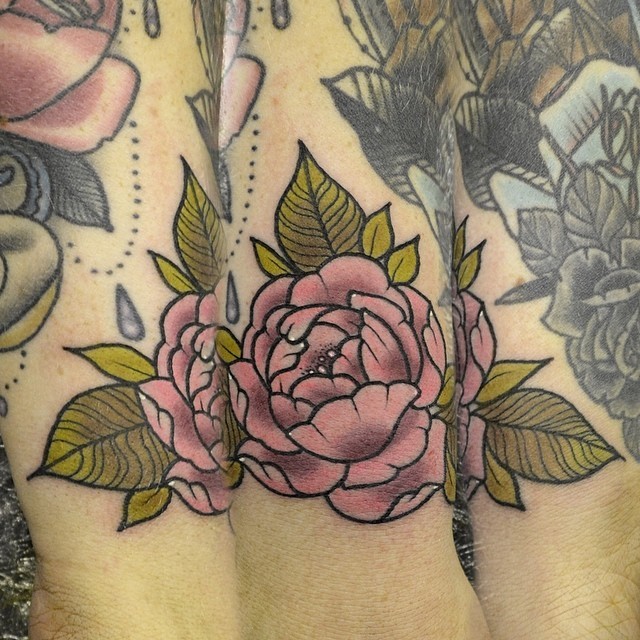 darylwatsontattoo:  Little peony flower, right in between pieces by joe Ellis and