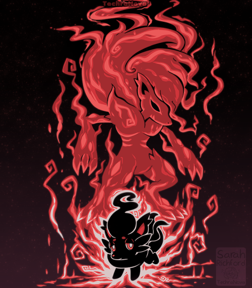 techranova:Some Zoroark and Hisuian Zoroark art in that silhouette style! Hope you like!   rebl