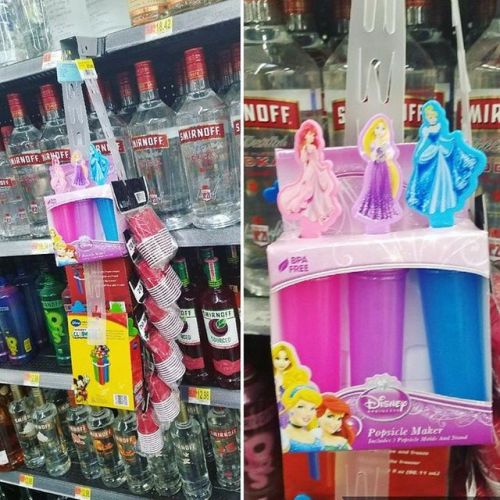 Disney princess popsicle makers in the liquor aisle&hellip;I see what you did there Walmart. #pr