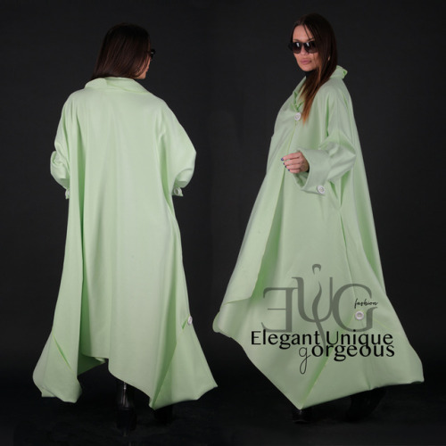 Winter Green Cashmere Coat, Women Trendy Cape with sleeves by EUG fashion Click HERE link to see det