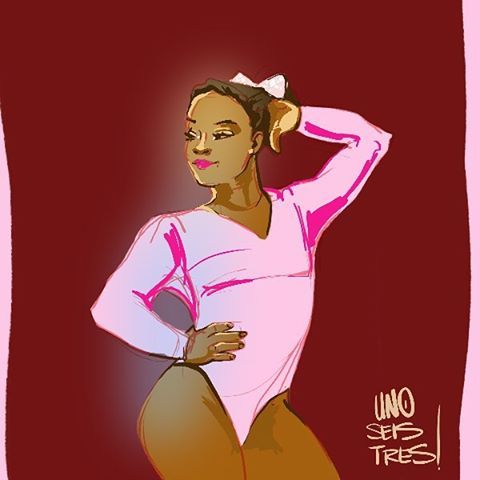 Simone Biles got me like…morning quickie sketch #drawing #digital #quickie #simonebiles #olym