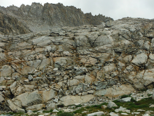 The jumbled geology of Western Pinnacles Lakes Basin, John Muir Wilderness, Sierra Nevada Mountains,