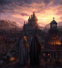fantasy-art-engine:  Overlooking the City by Another Wanderer