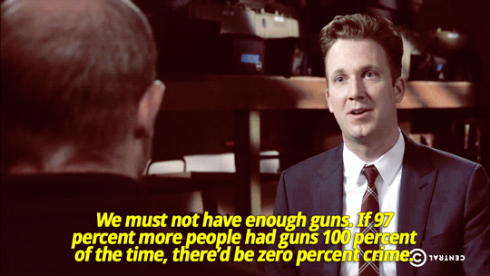 sandandglass:  The Daily Show, December 10, 2015 Jordan Klepper tries to find out