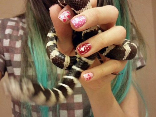 Valentine’s Day :) my nails looked super cute haha. Look at that adorable chin! She never stays still, sighh lol