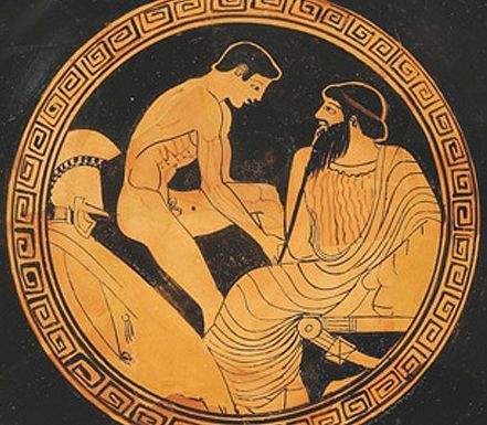 boysnmenart:  The evidence for male homosexual  love is greater in the artifacts than it is in the surviving texts. The  quotes from Early and Classical Greece are as much visual as they are  written. Two collections of the work of the poet Sappho have