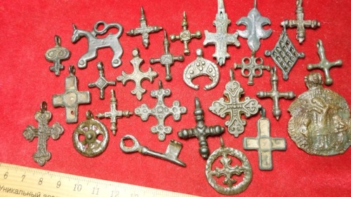 Medieval Cross Pendant, amulets and icon, XI - XIII cc.