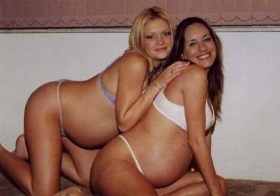 preggocaptions:“Remember the last time we were both stacked up on all fours for you like this? Of course, it was much easier then without these bellies in the way”Thanks to @goluckyeddie for the pic suggestion 