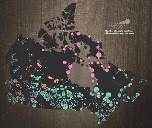 fatehbaz:Nice map of recorded Indigenous languages spoken in “Canada,” produced by Canadian Geograph