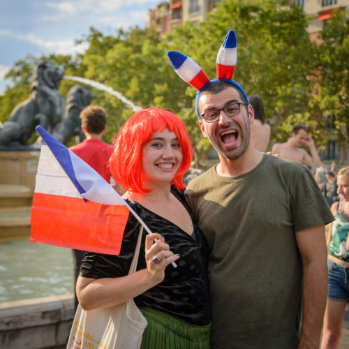 Place Daumesnil, Paris 12eme, 15 juillet 2018, victoire des Bleus en Russie