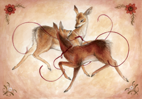 Dancing Deer - Gouache & Watercolour