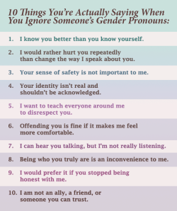 cannibal-rainbow:   10 Things You’re Actually Saying When You Ignore Someone’s Gender Pronouns by Sam Dylan Finch  