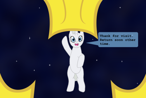 thedenofravenpuff:ask-four-inept-guardponies:I hope he likes lithobraking.Cute cameo of Star Shot in space X3 Much appreciated. x3!