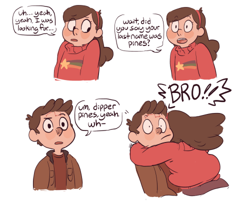 sailorleo:  a gravity falls au in which mabel and dipper, for (possibly supernatural) reasons unknown, were separated at birth, and while mabel grew up as an only child in her normal home with normal parents, dipper grew up in gravity falls raised by