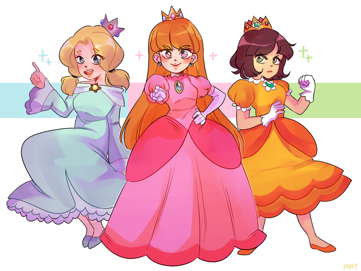 olivia678love:  tearmintt:   It’s the Powerpuff Girls dressed up as Mario princesses 