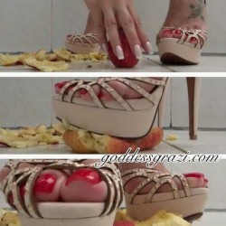 ifeetfetish:  #footjob #footmodel #footslave #footfetish #footworship #sexylegs #sexyfeet #tattoofeet #highheels #soles #feet @goddess_grazi #crush #food # apple by grazislave http://ift.tt/1jGk0m4