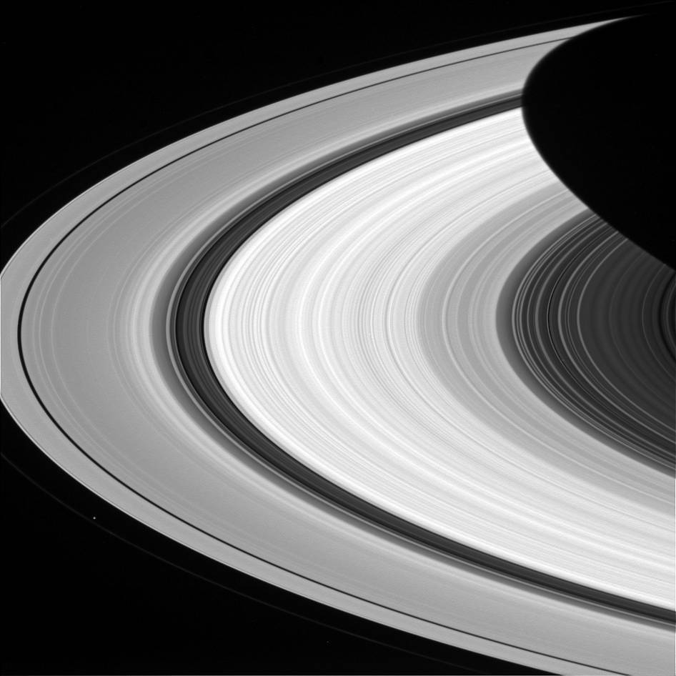 sci-universe:When examining Saturn’s rings closer, we see there are varied structures