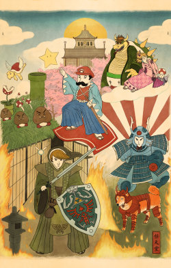 latanieredecyberwolf:  Ukiyo-e Feudal Nintendo by Mari Rosa  Love this!!