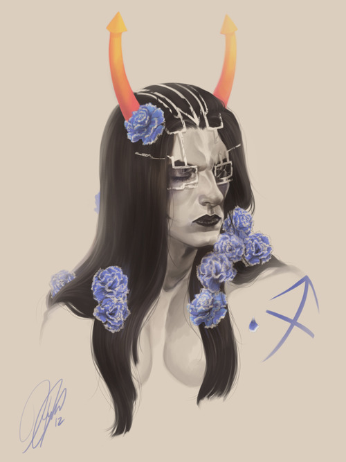 kurimja: Darkleer quickie featuring broken glasses/helmet thingum and blue carnations. Because why n