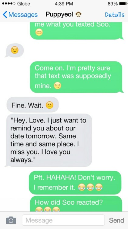 BONUS: Texting Chanyeol after receiving texts from other EXO members about finding out about your re