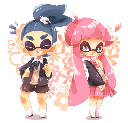 leafunia:  制服イカちゃんズ | にゃこ [pixiv] 