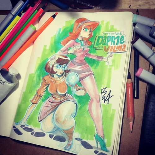 thaman2016:  pinuparena:  Detectives Daphne and Vilma Scooby Doo spin off :) for The last Of The night :) enjoy My friends:) #hannabarbera -#sketchbook #bena #benatoons #sketching #sketch #comics #animation #dc  By   Carlos Benavides  Thick Velma is