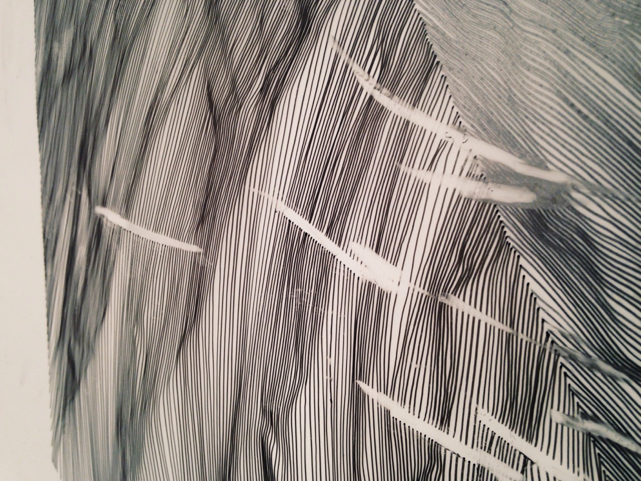 wrk-kevintownsend:  studio wall @ midnight another 24 x 36 drawing in ink and graphite
