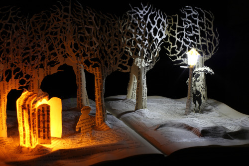 Meeting Mr Tumnus book sculpture. Based on The Lion, the Witch and the Wardrobe by C.S.Lewis www.day