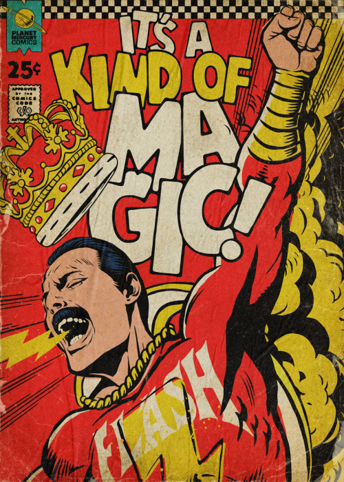 geekynerfherder:Freddie Mercury / comic mashups by Butcher Billy Available as prints and tees thro
