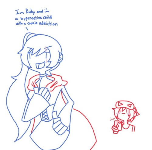 saucytango:  Imitation Game 3Weiss imitating RubyWeiss: RUBY! DON’T TAKE PICTURES!!