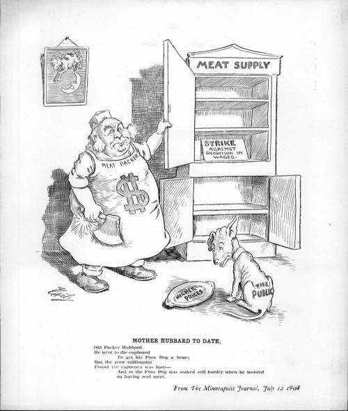 Mother Hubbard to DateJuly 12, 1904 The Meat Supply cupboard is empty except for a sign reading &lsq