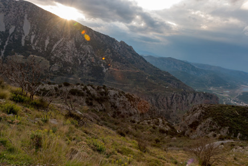 Break through.The sun coming over the mountains, Crete 2018.