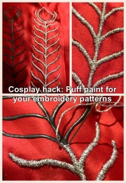 hollowedskin:  sptcosplay:  Found this GREAT embroidery tip from a Facebook cosplayer!!   https://www.facebook.com/Inusdreamcosplay  For those of you who don’t have an embroidery machine accessible to you, and don’t think you have the skill/patience