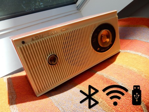 Vintage radio became a Network Music Player, Bluettoth + Wi-Fi + USB. 2 x 35W amplifier, start strea