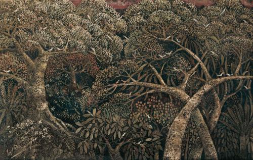 thunderstruck9:Haji Widayat (Indonesian, 1919-2002), Kicau Burung di Hutan [Birdsong in the forest],